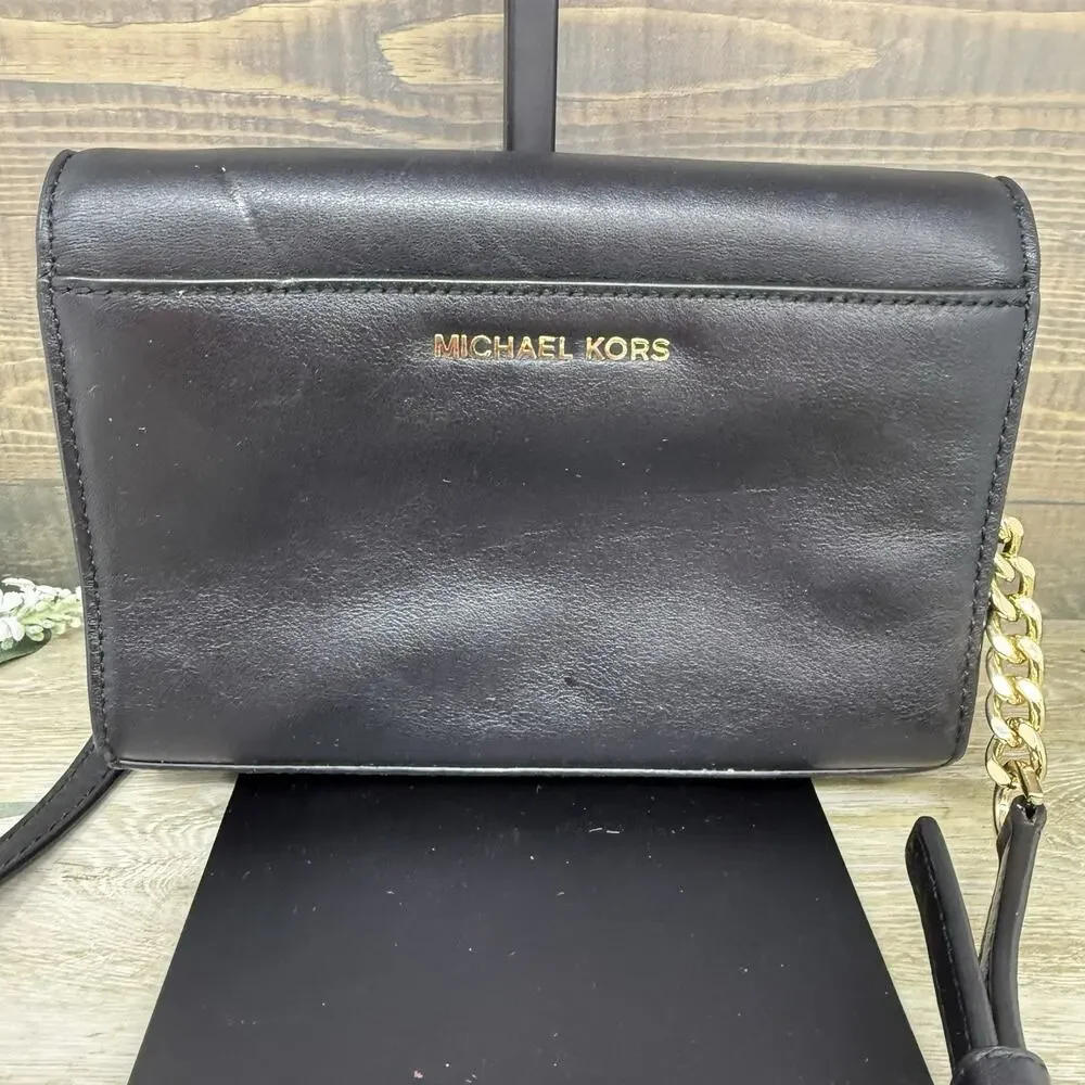 Michael Kors Ruby Black Love Stud Clutch Crossbody Purse